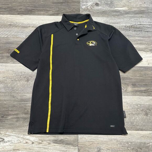 Mizzou Polo Shirt Nike Dri Fit University Missouri Tigers Black Mens‎ S  VTG Y2K - Picture 1 of 8